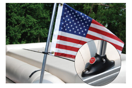 Pontoon Flag Pole Socket with Flag